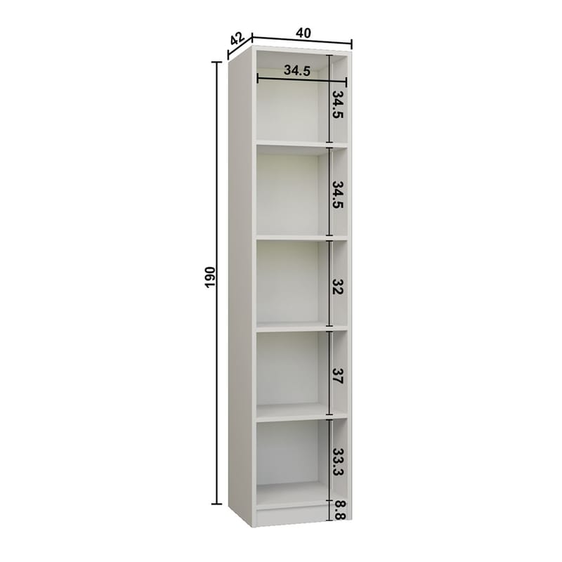 Kahvitaso Hanah Home Nero 1600-222 (40 x 190 x 42 cm) valkoinen - Valkoinen - Säilytys - Kaappi - Vitriini