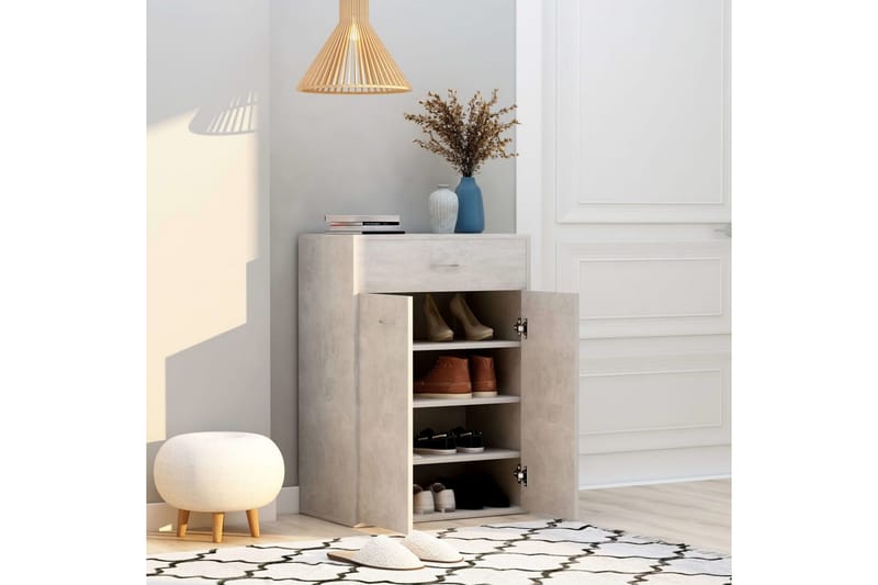 Kenkäkaappi betoninharmaa 60x35x84 cm lastulevy - Harmaa - Säilytys - Kenkäsäilytys - Kenkäkaappi