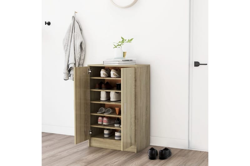 Kenkäkaappi Sonoma-tammi 60x35x92 cm lastulevy - Ruskea - Säilytys - Kenkäsäilytys - Kenkäkaappi