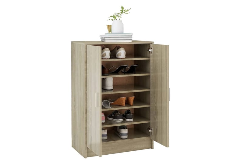 Kenkäkaappi Sonoma-tammi 60x35x92 cm lastulevy - Ruskea - Säilytys - Kenkäsäilytys - Kenkäkaappi