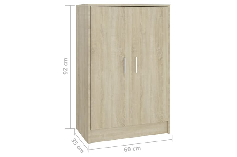 Kenkäkaappi Sonoma-tammi 60x35x92 cm lastulevy - Ruskea - Säilytys - Kenkäsäilytys - Kenkäkaappi