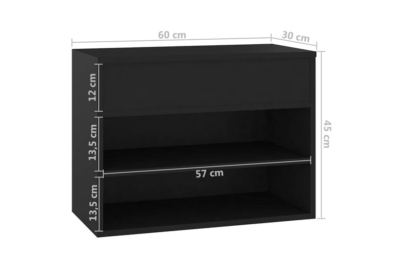 Kenkien säilytyspenkki musta 60x30x45 cm levy - Musta - Säilytys - Kenkäsäilytys - Kenkäkaappi