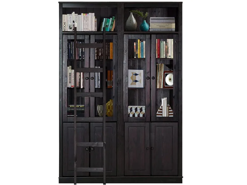 Kirjahylly Loft24 Anita Havana/lakattu - Havana/lakattu - Säilytys - Kaappi - Vitriini
