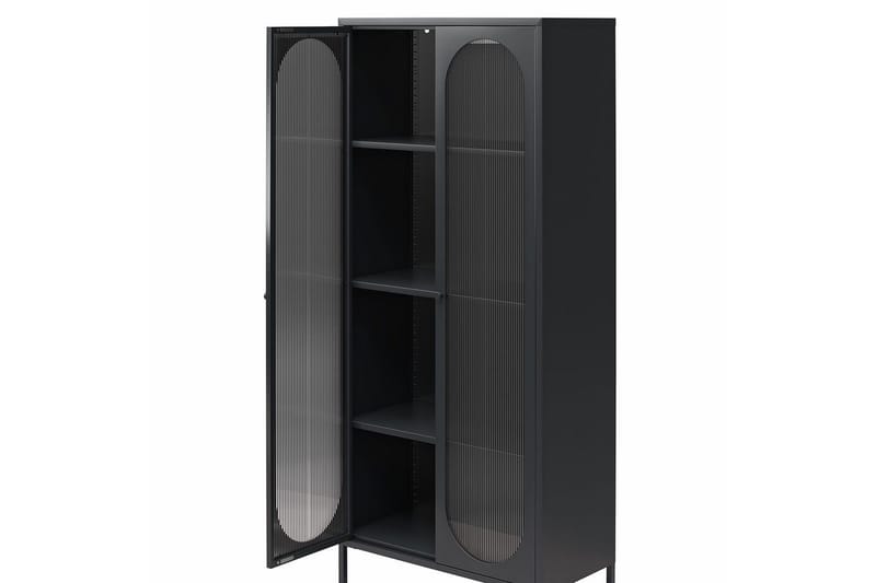 Korkea kaappi Luna Musta - Musta - Säilytys - Kaappi - Vitriini