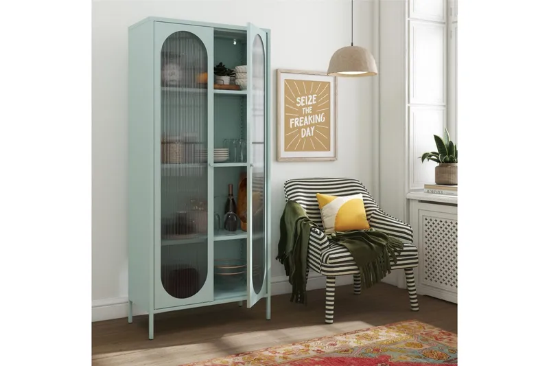 Korkea kaappi Luna Taivaansininen - Taivaansininen - Säilytys - Kaappi - Vitriini