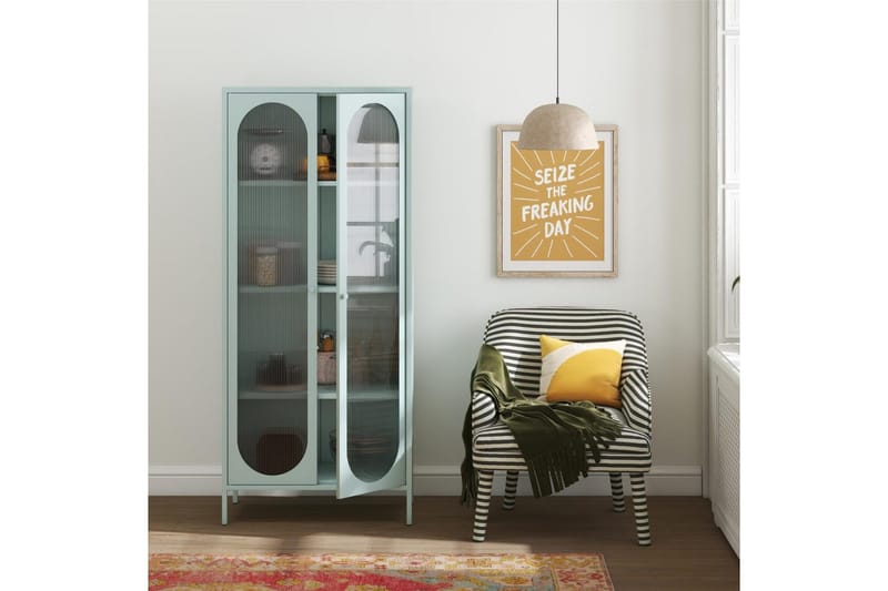 Korkea kaappi Luna Taivaansininen - Taivaansininen - Säilytys - Kaappi - Vitriini