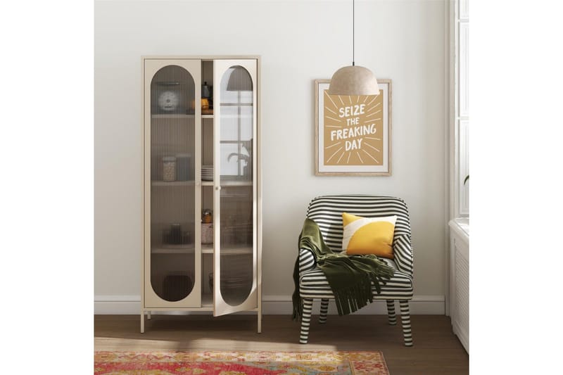 Korkea kaappi Luna Pergamentti - Pergamentti - Säilytys - Kaappi - Vitriini