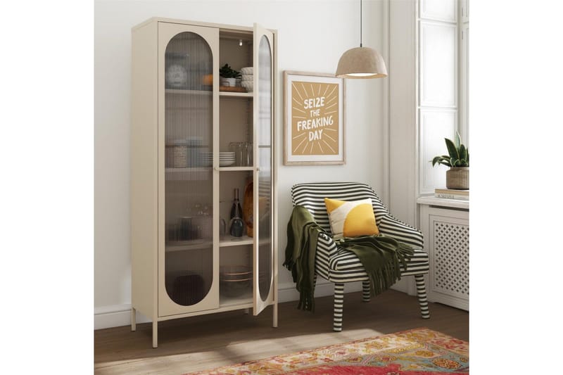Korkea kaappi Luna Pergamentti - Pergamentti - Säilytys - Kaappi - Vitriini