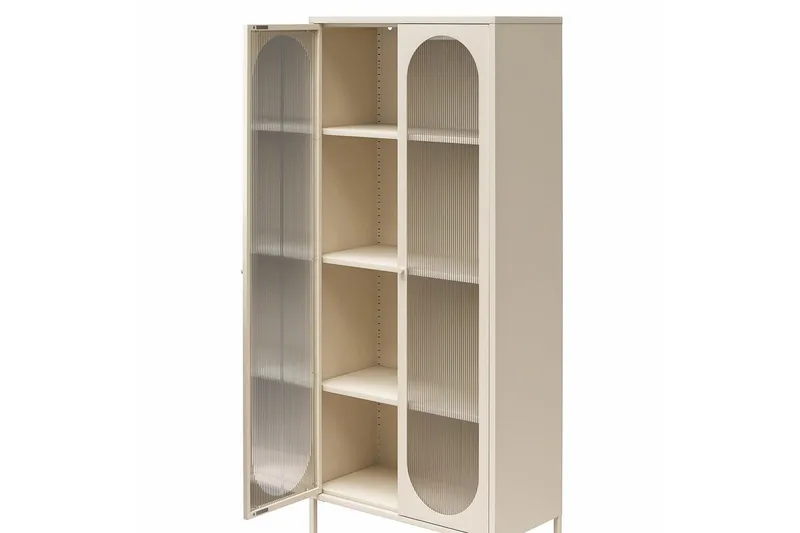 Korkea kaappi Luna Pergamentti - Pergamentti - Säilytys - Kaappi - Vitriini