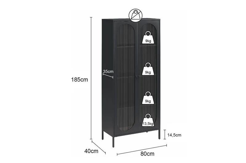 Korkea kaappi Luna Pergamentti - Pergamentti - Säilytys - Kaappi - Vitriini