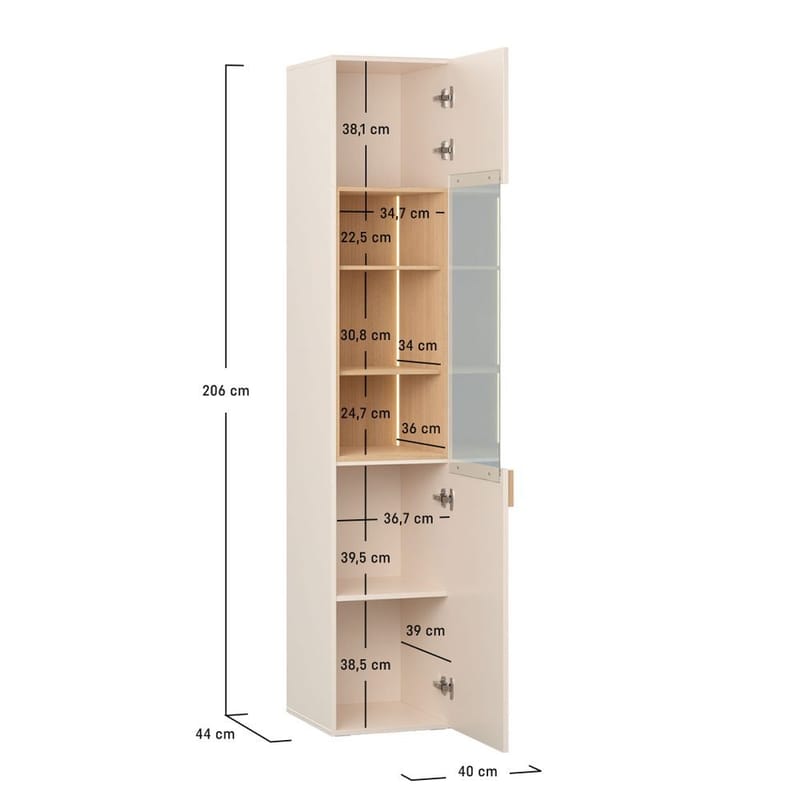 Lasilaatikko 4 You Fresh Kapea - Tammi - Säilytys - Kaappi - Vitriini