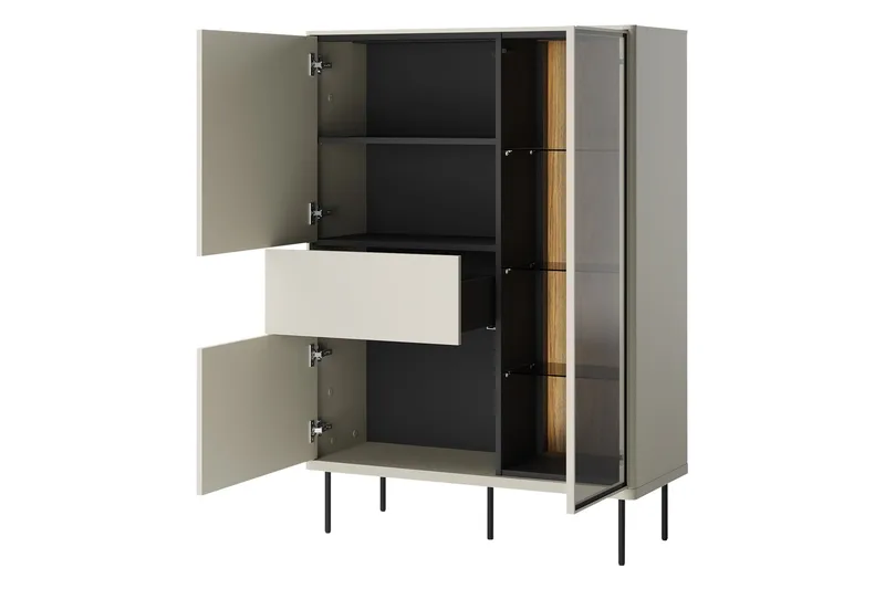 Levisa Vitriinikaappi 98x140 cm - Ruskea/Musta - Säilytys - Kaappi - Vitriini