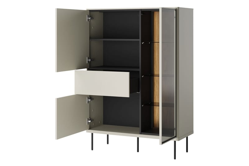 Levisa Vitriinikaappi 98x140 cm - Ruskea/Musta - Säilytys - Kaappi - Vitriini