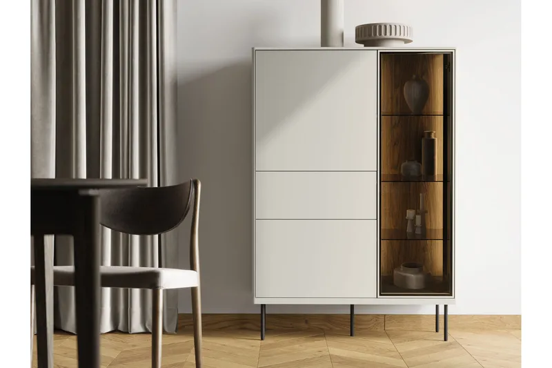 Levisa Vitriinikaappi 98x140 cm - Ruskea/Musta - Säilytys - Kaappi - Vitriini