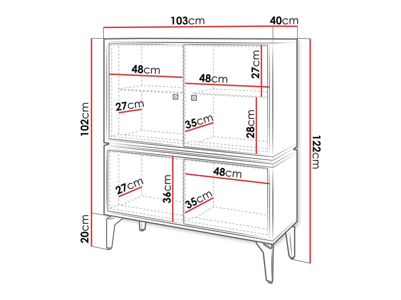 Lorvenn Vitriinikaappi 103x122 cm - Ruskea/Musta - Säilytys - Kaappi - Vitriini