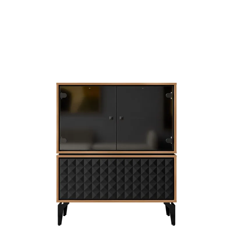 Lorvenn Vitriinikaappi 103x122 cm, Ruskea/Musta