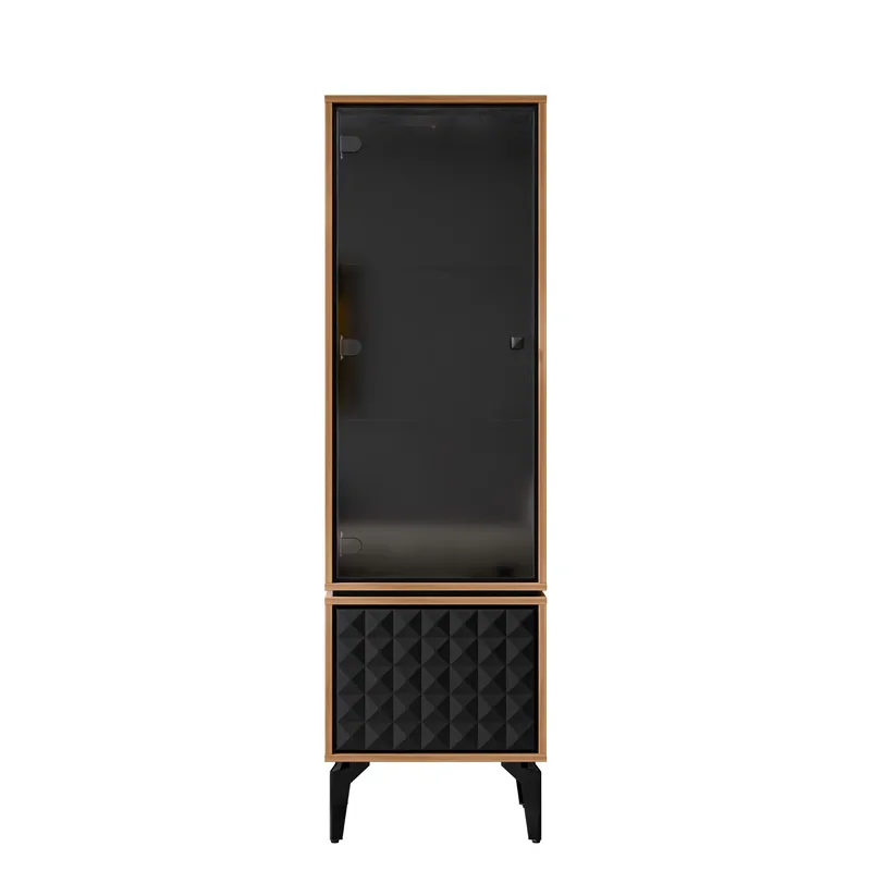 Lorvenn Vitriinikaappi 54x182 cm, Ruskea/Musta