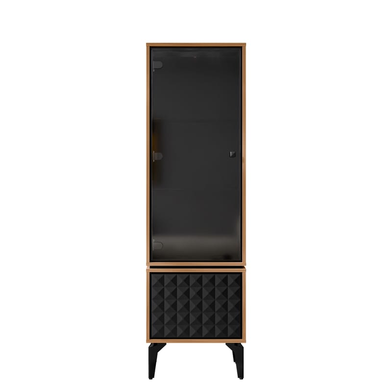 Lorvenn Vitriinikaappi 54x182 cm, Ruskea/Musta