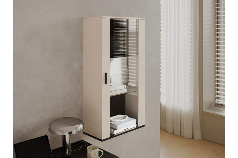 Lyrosen Vitriinikaappi 60x112 cm - Beige - Säilytys - Kaappi - Vitriini