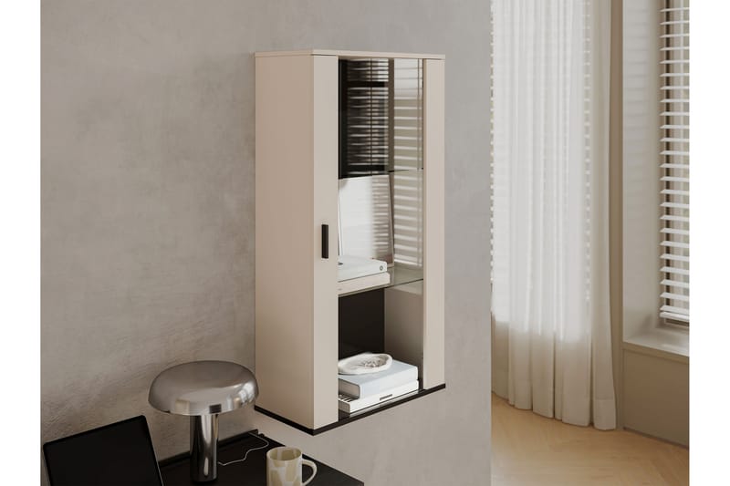 Lyrosen Vitriinikaappi 60x112 cm - Beige - Säilytys - Kaappi - Vitriini