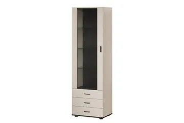 Lyrosen Vitriinikaappi 60x192 cm - Beige - Säilytys - Kaappi - Vitriini