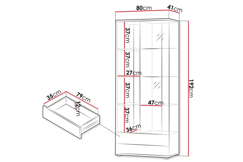 Lyrosen Vitriinikaappi 80x19 cm - Beige - Säilytys - Kaappi - Vitriini