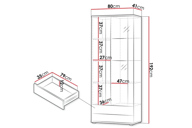 Lyrosen Vitriinikaappi 80x19 cm - Beige - Säilytys - Kaappi - Vitriini