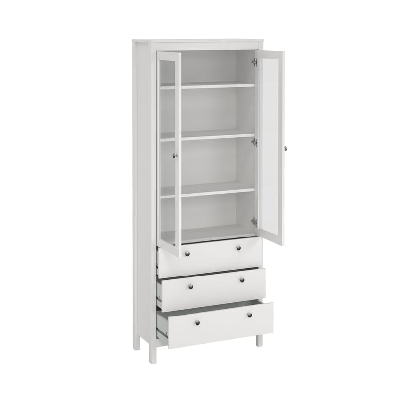 Madrid vitriinikaappi 2 lasiovella 3 laatikolla 78x199 cm - Säilytys - Kaappi - Vitriini