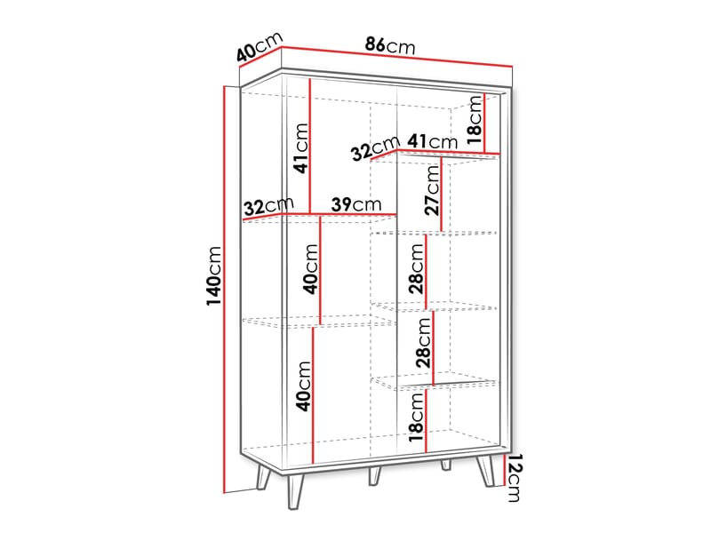 Merlas Vitriinikaappi 86x140 cm - Ruskea - Säilytys - Kaappi - Vitriini