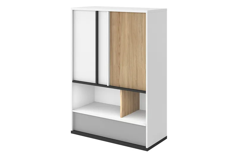 Metropolitan Highboard, Ruskea/Valkoinen/Vaaleanharmaa/Musta