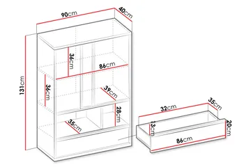 Metropolitan Highboard - Ruskea/Valkoinen/Vaaleanharmaa/Musta - Säilytys - Kaappi - Säilytyskaappi