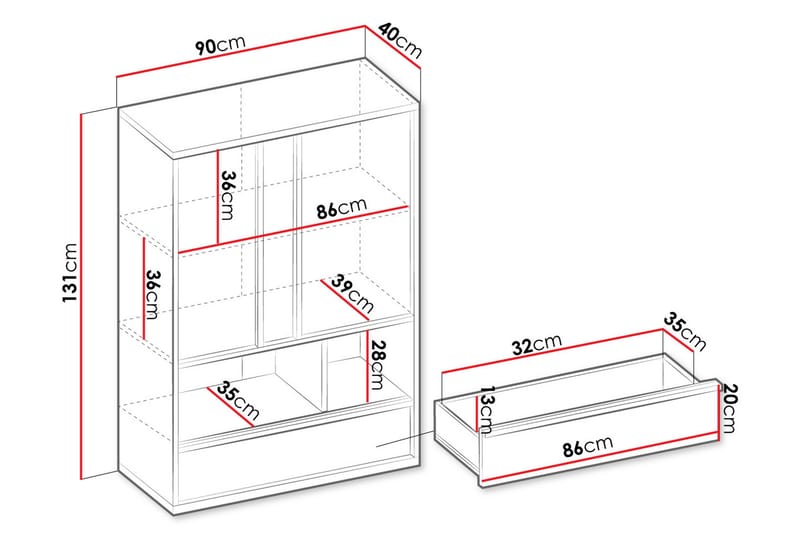 Metropolitan Highboard - Ruskea/Valkoinen/Vaaleanharmaa/Musta - Säilytys - Kaappi - Säilytyskaappi
