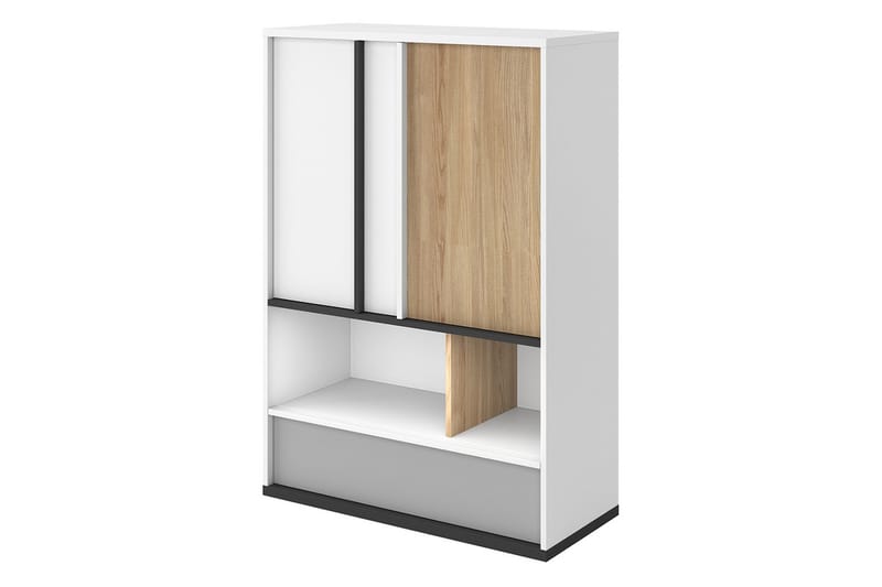 Metropolitan Highboard - Ruskea/Valkoinen/Vaaleanharmaa/Musta - Säilytys - Kaappi - Säilytyskaappi