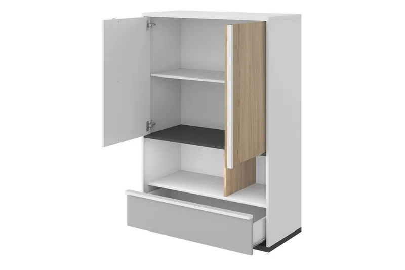 Metropolitan Highboard - Ruskea/Valkoinen/Vaaleanharmaa/Musta - Säilytys - Kaappi - Säilytyskaappi