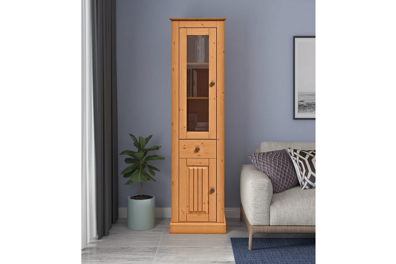 Mille Vitriinikaappi 47x182 cm - Ruskea - Säilytys - Kaappi - Vitriini