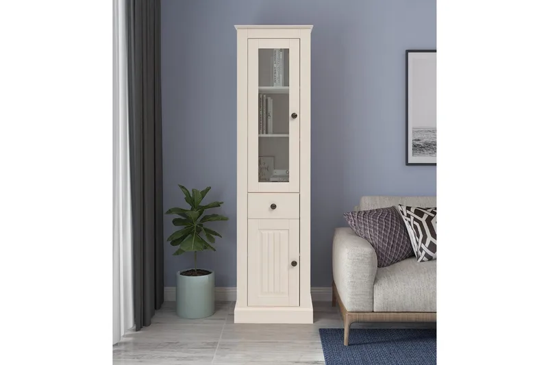 Mille Vitriinikaappi 47x182 cm - Valkoinen - Säilytys - Kaappi - Vitriini