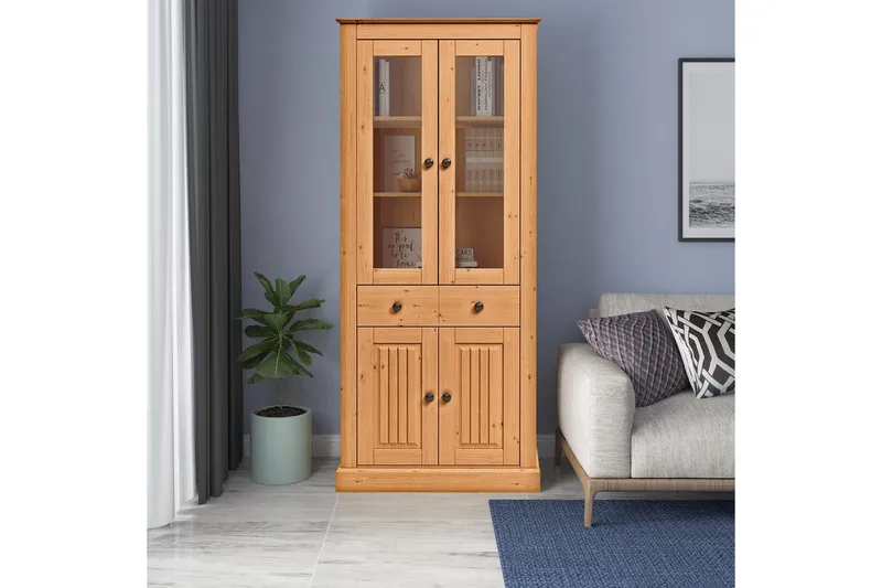 Mille Vitriinikaappi 78x182 cm - Ruskea - Säilytys - Kaappi - Vitriini