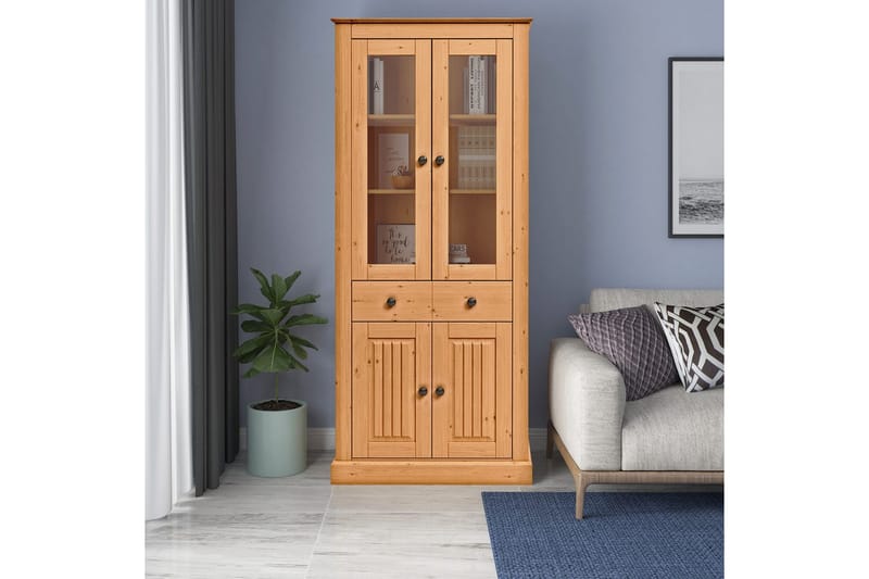 Mille Vitriinikaappi 78x182 cm - Ruskea - Säilytys - Kaappi - Vitriini