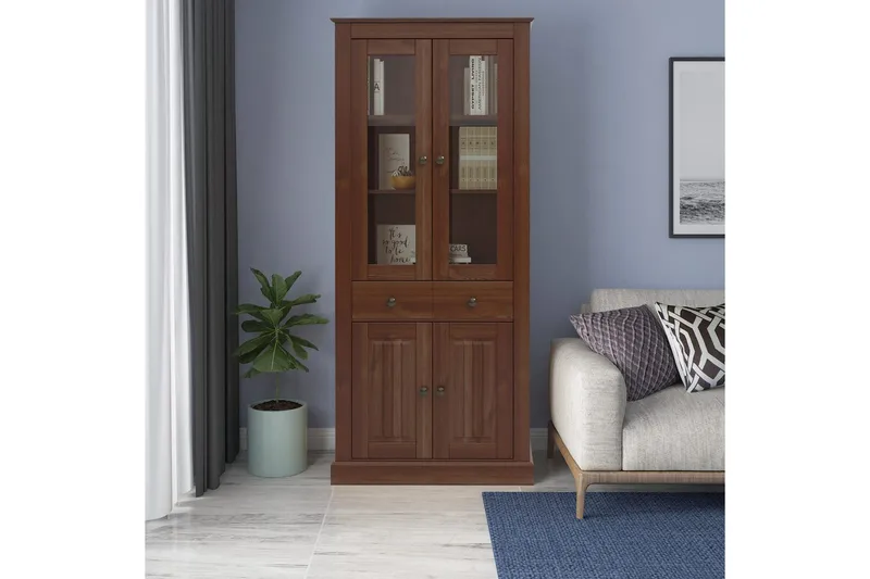 Mille Vitriinikaappi 78x182 cm - Ruskea - Säilytys - Kaappi - Vitriini