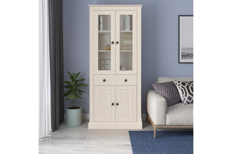 Mille Vitriinikaappi 78x182 cm - Valkoinen - Säilytys - Kaappi - Vitriini