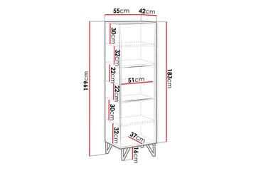 Mintiz Vitriinikaappi 55x199 cm - Musta - Säilytys - Kaappi - Vitriini