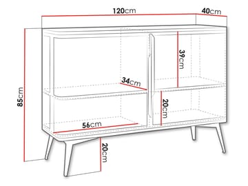 Mireva senkki 120 cm - musta/kulta - Säilytys - Kaappi - Baarikaappi