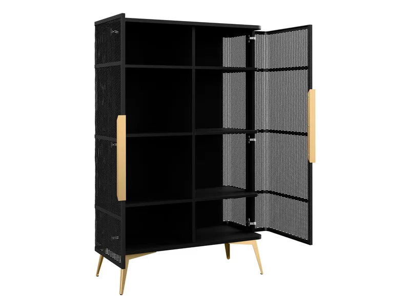 Mireva-vitriiinikaappi 90x145 cm - beige, kulta - Säilytys - Kaappi - Vitriini