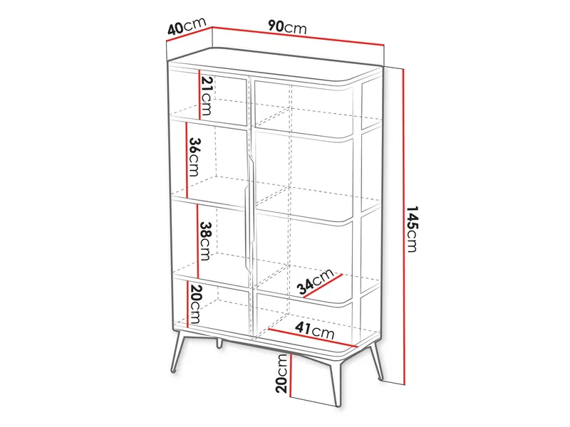 Mireva-vitriiinikaappi 90x145 cm - beige, kulta - Säilytys - Kaappi - Vitriini