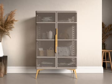 Mireva-vitriiinikaappi 90x145 cm - beige/kulta - Säilytys - Kaappi - Vitriini