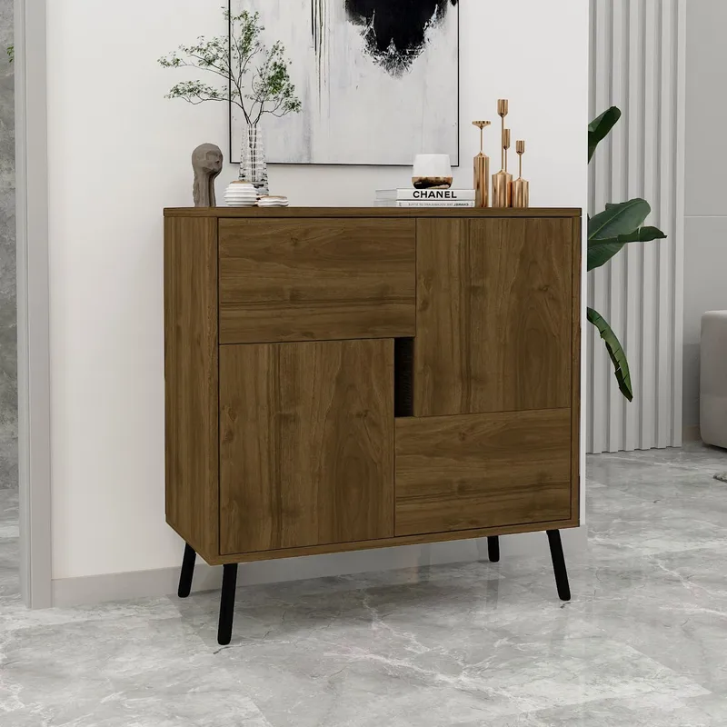 Monikäyttöinen kaappi Homitis Darien (76,5 x 79,5 x 35 cm) Istanbul-pähkinä musta puu - Säilytys - Kaappi - Säilytyskaappi
