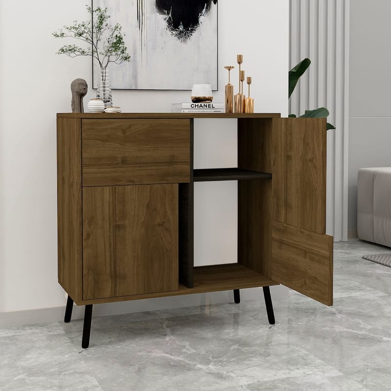 Monikäyttöinen kaappi Homitis Darien (76,5 x 79,5 x 35 cm) Istanbul-pähkinä musta puu - Säilytys - Kaappi - Säilytyskaappi