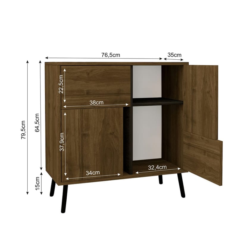 Monikäyttöinen kaappi Homitis Darien (76,5 x 79,5 x 35 cm) Istanbul-pähkinä musta puu - Säilytys - Kaappi - Säilytyskaappi