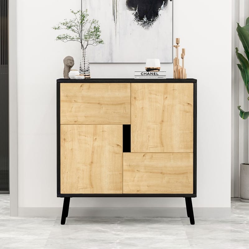 Monikäyttöinen kaappi Homitis Darien (76,5 x 79,5 x 35 cm) Musta puu Sapphire-tammi - Säilytys - Kaappi - Säilytyskaappi