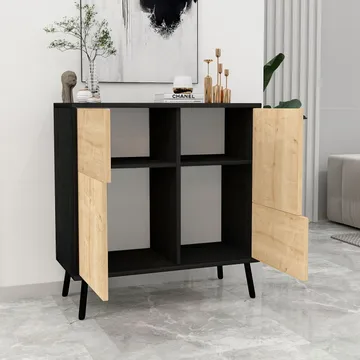 Monikäyttöinen kaappi Homitis Darien (76,5 x 79,5 x 35 cm) Musta puu Sapphire-tammi - Säilytys - Kaappi - Säilytyskaappi